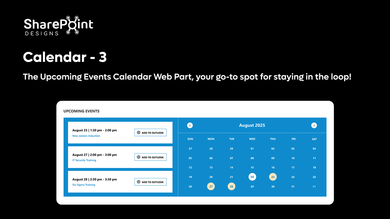 Calendar 03 - Upcoming Events Dashboard