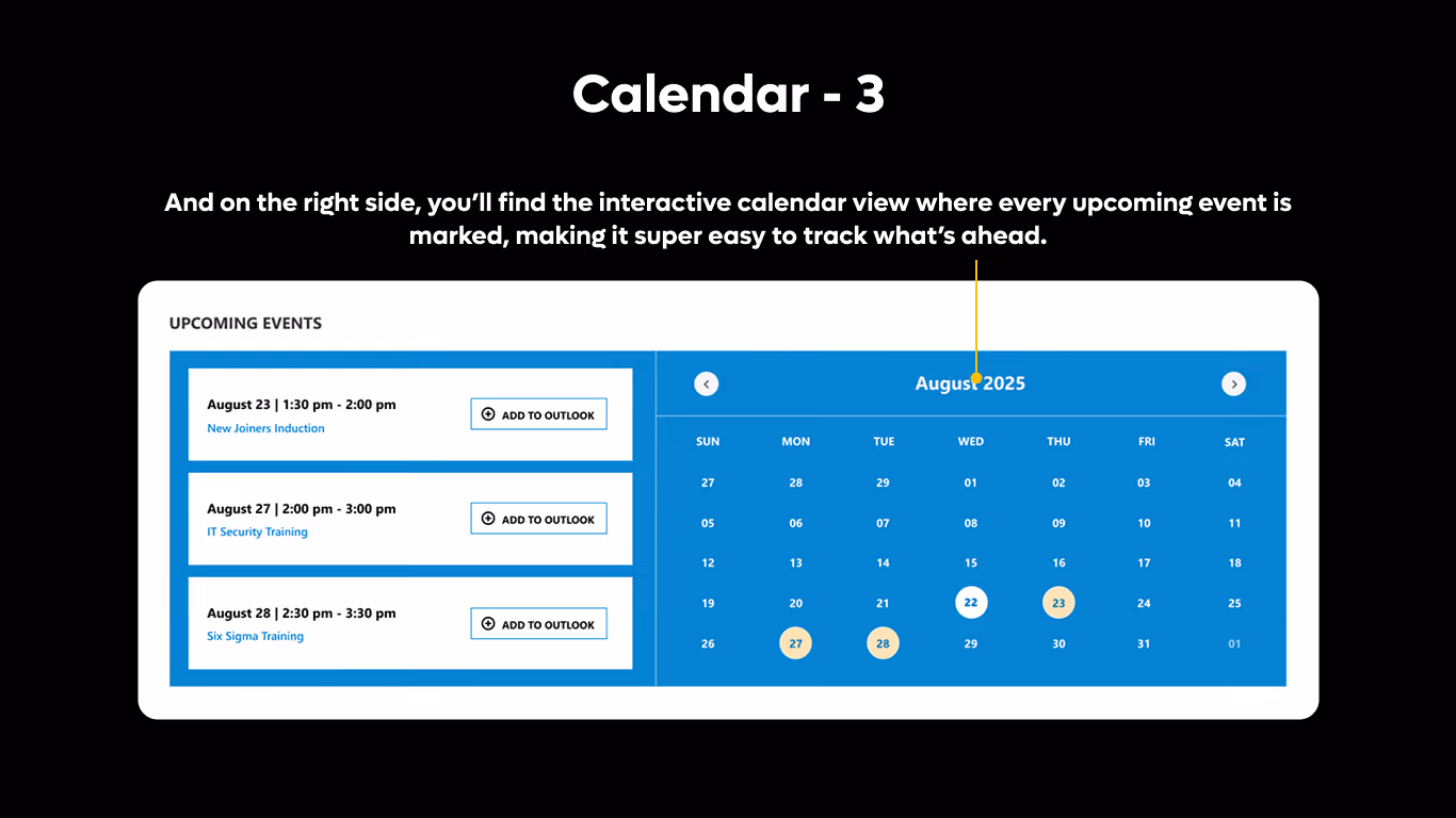 Calendar 03 - Upcoming Events Dashboard