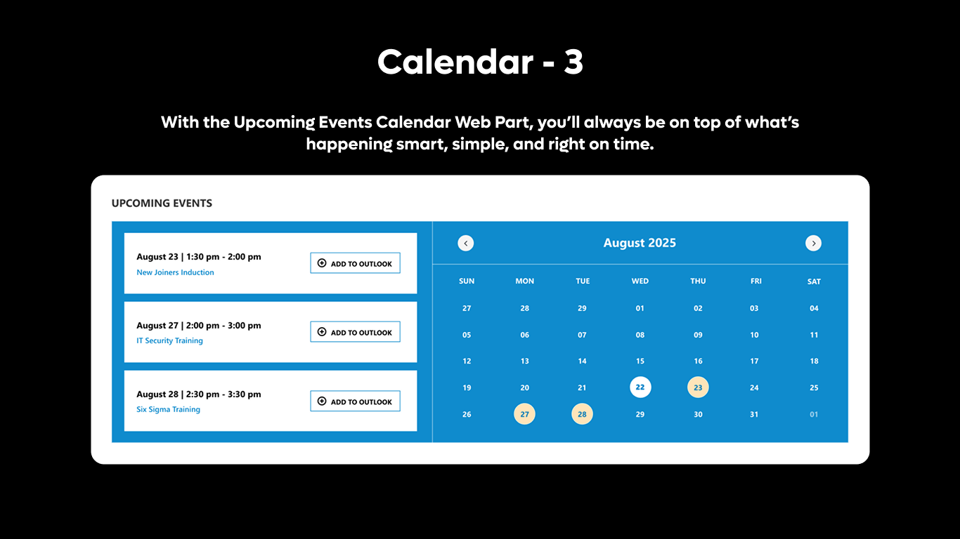 Calendar 03 - Upcoming Events Dashboard