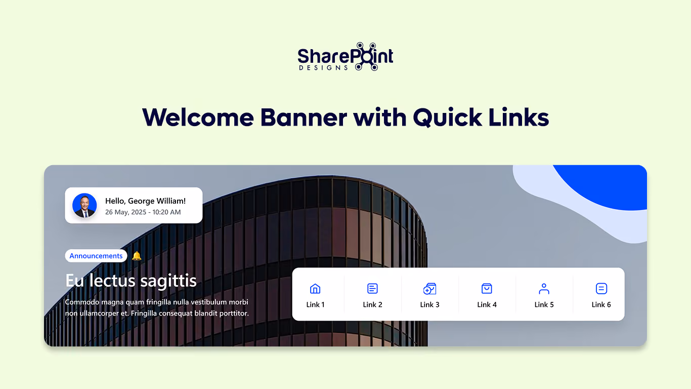 Banner 08 - Welcome Banner with Quick Links