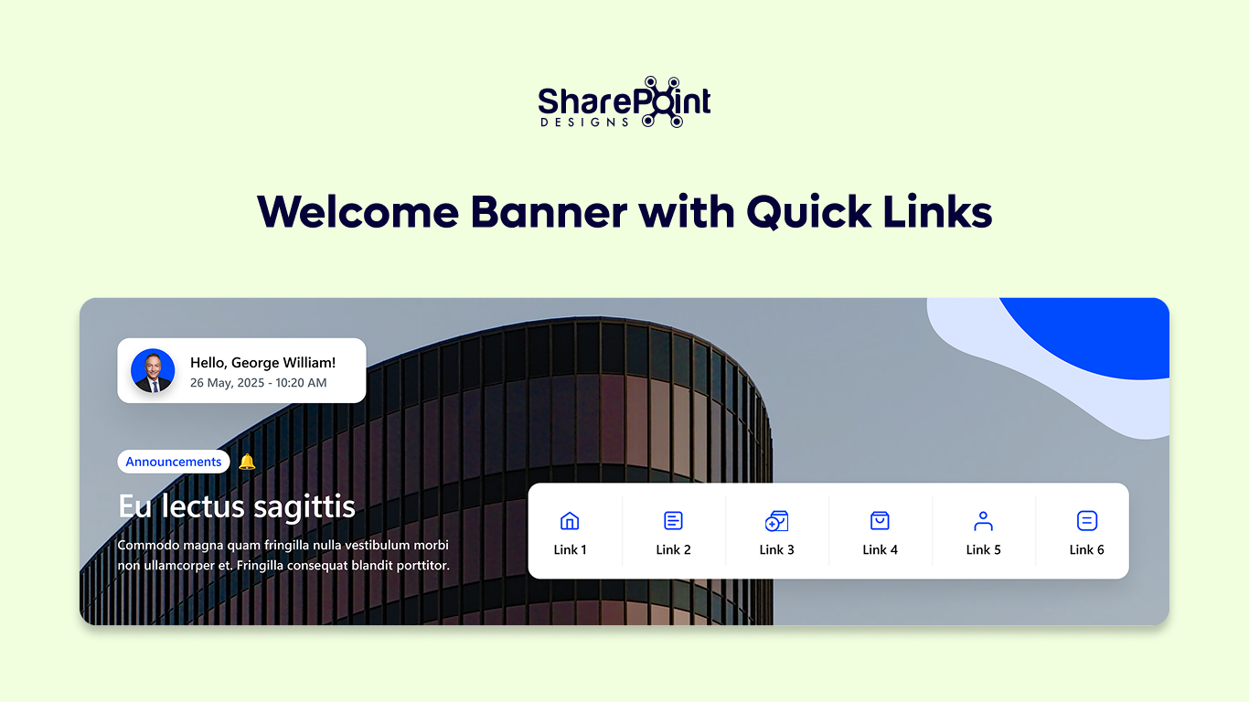 Banner 08 - Welcome Banner with Quick Links