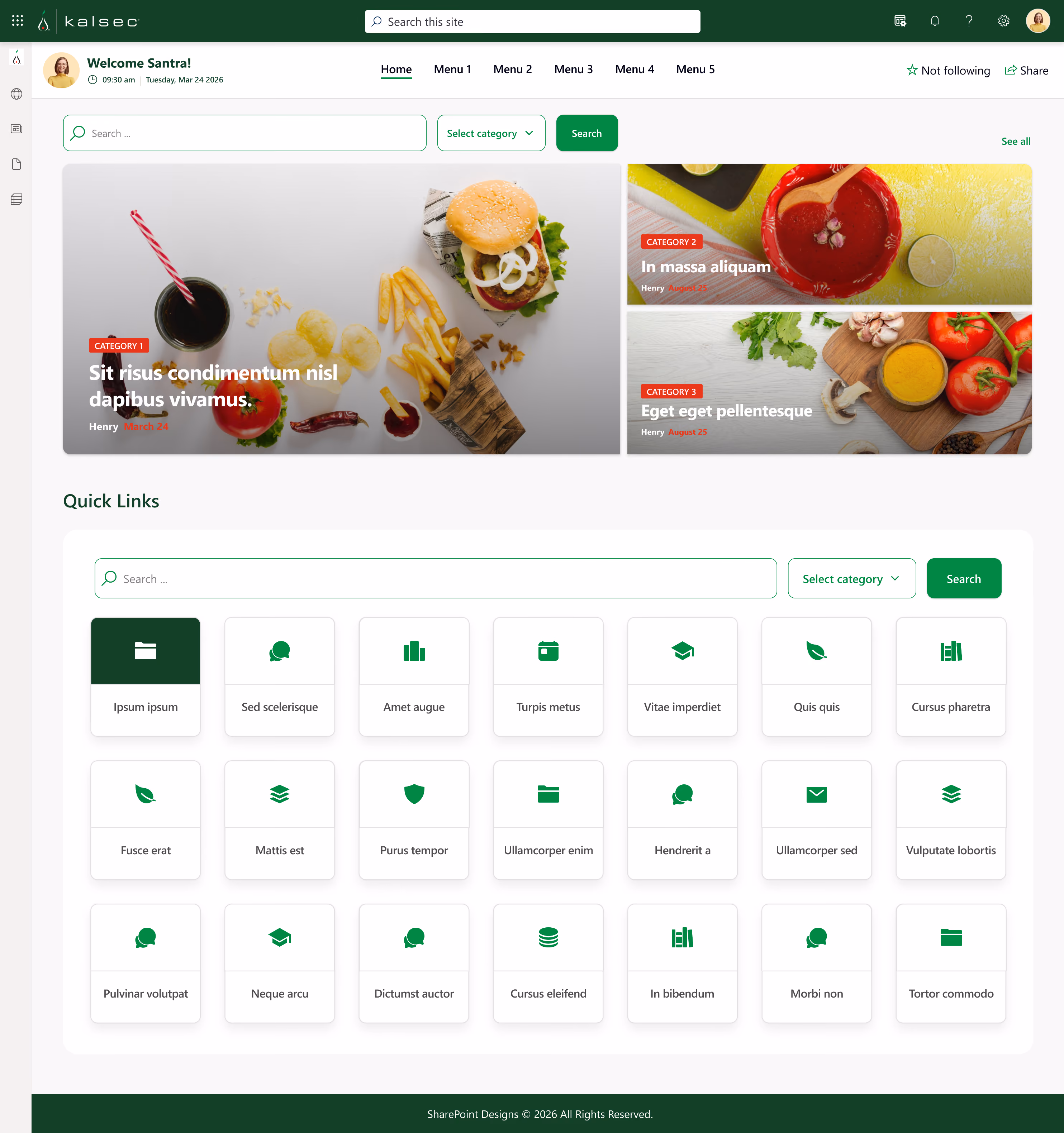 Kalsec modern SharePoint intranet design with improved user experience