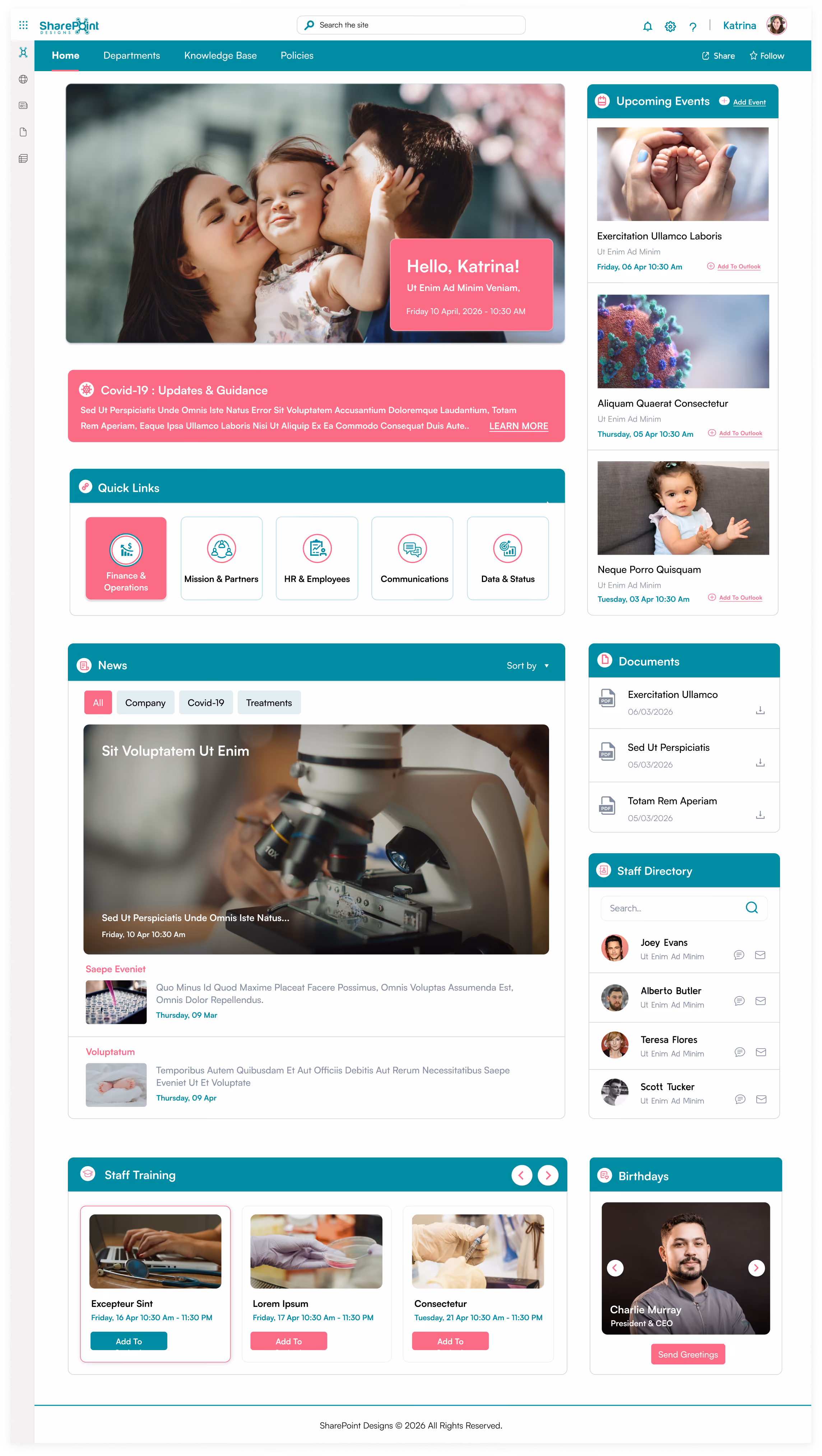 Healthcare intranet communication portal