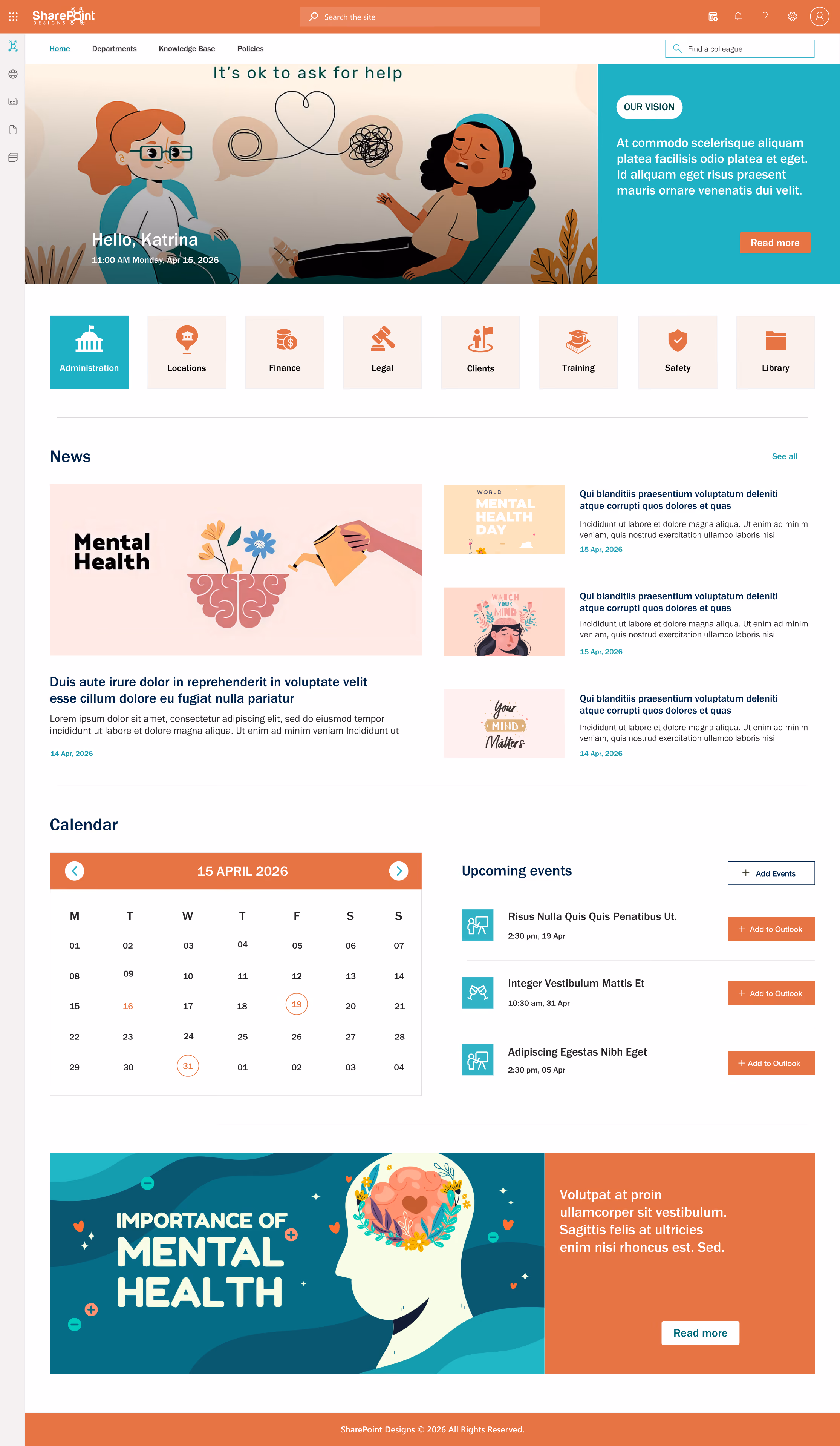 Healthcare intranet homepage design