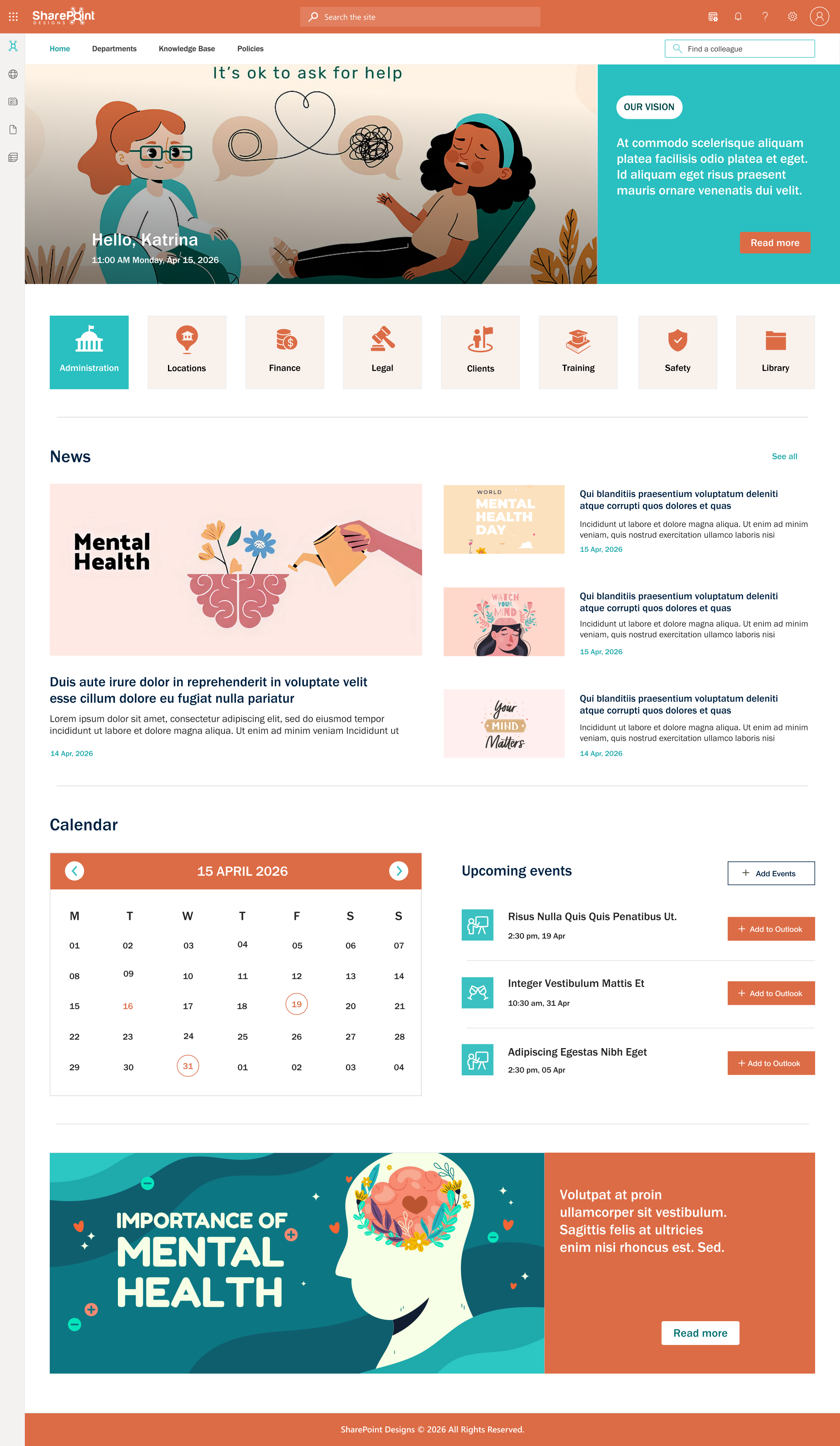 Healthcare intranet homepage design