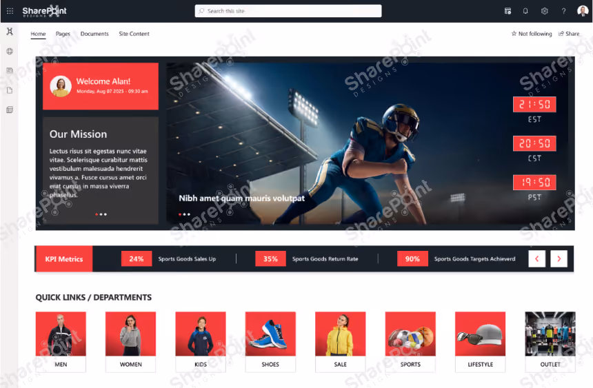 Modern SharePoint Employee Hub Template for SharePoint Online intranet