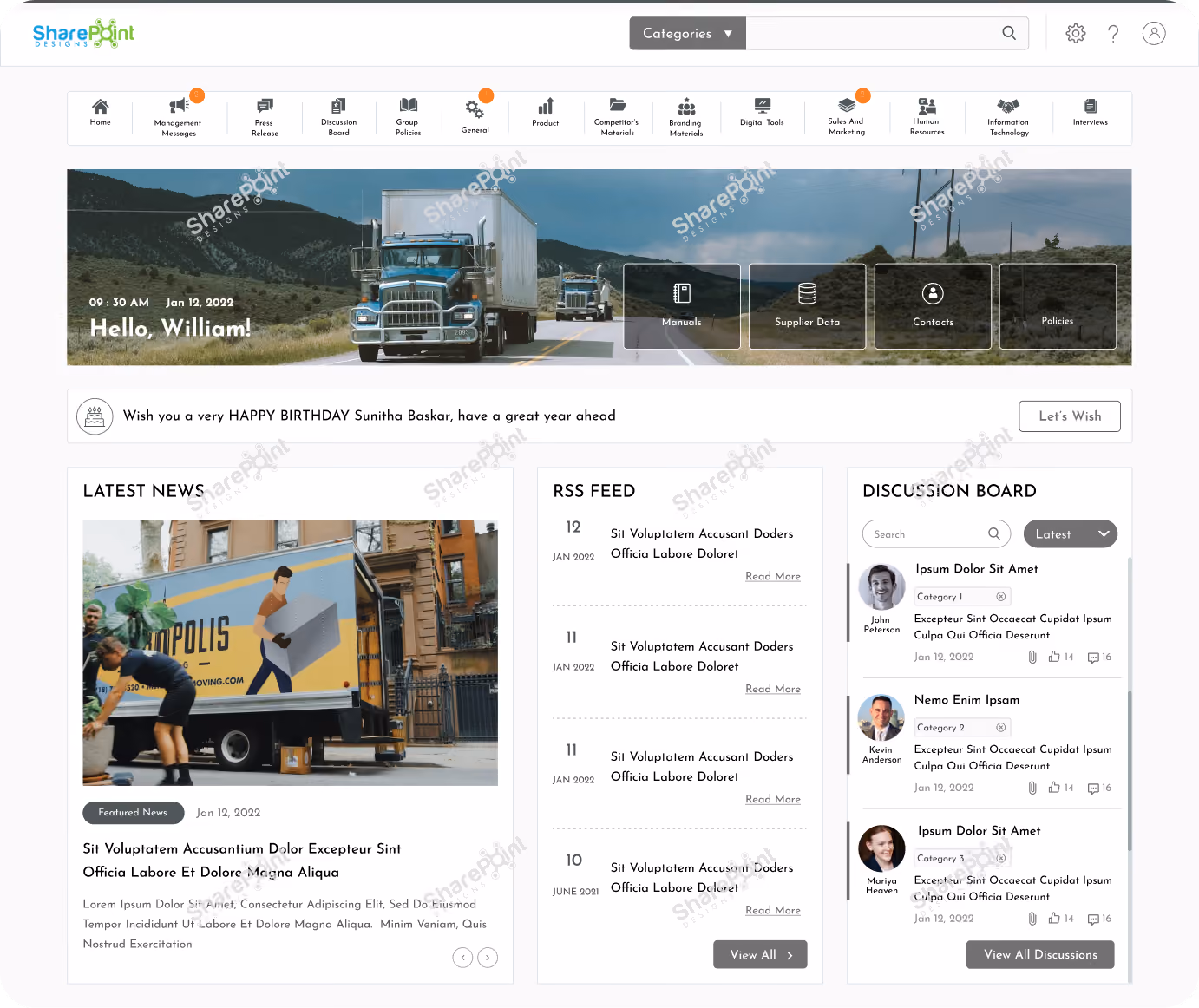 Logistics template-Sharepoint intranet templates