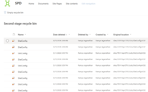 restore deleted files in SharePoint
