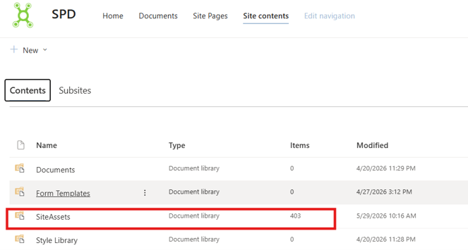 SharePoint document library displaying files and folders for locating a document to recover