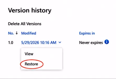 choose restore