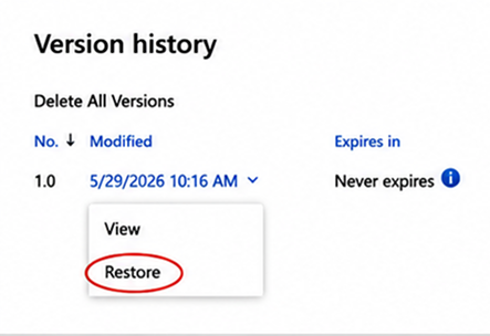 choose restore