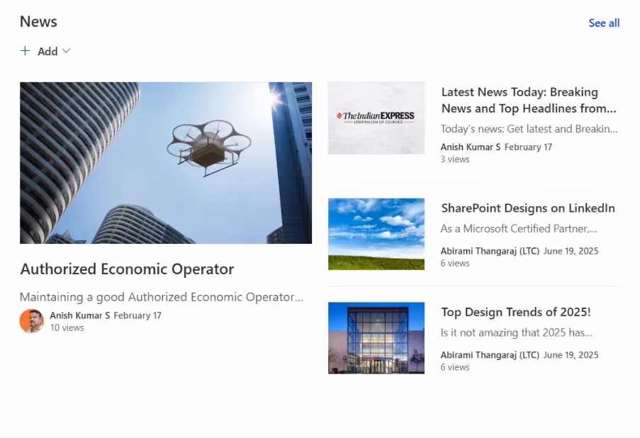 SharePoint OOTB News WebPart