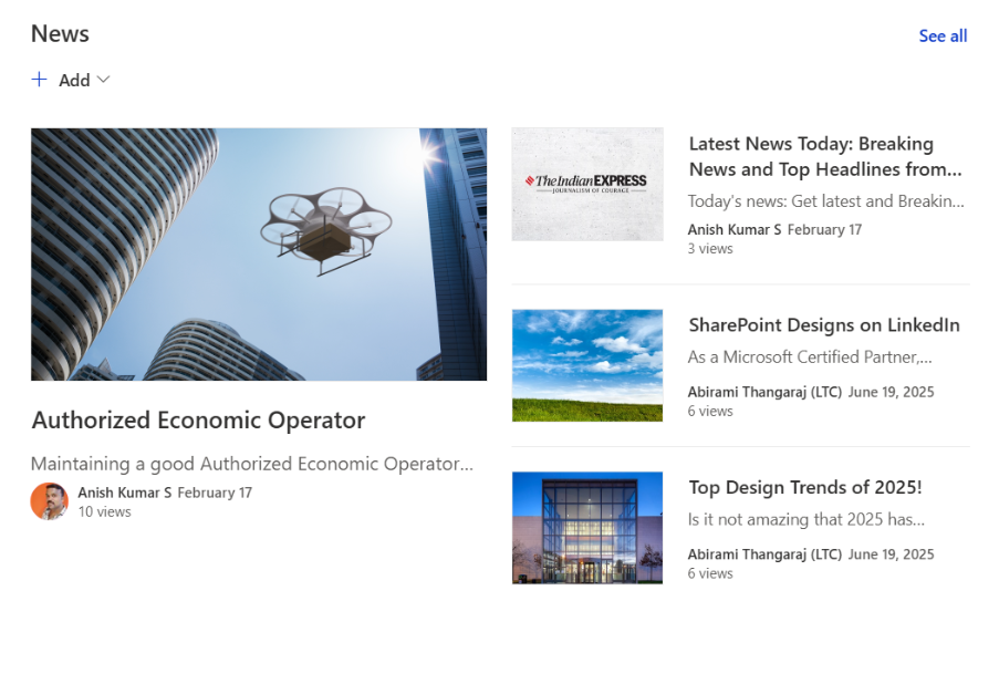 SharePoint OOTB News WebPart