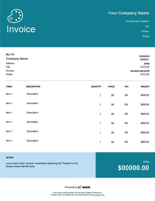 Invoice template preview