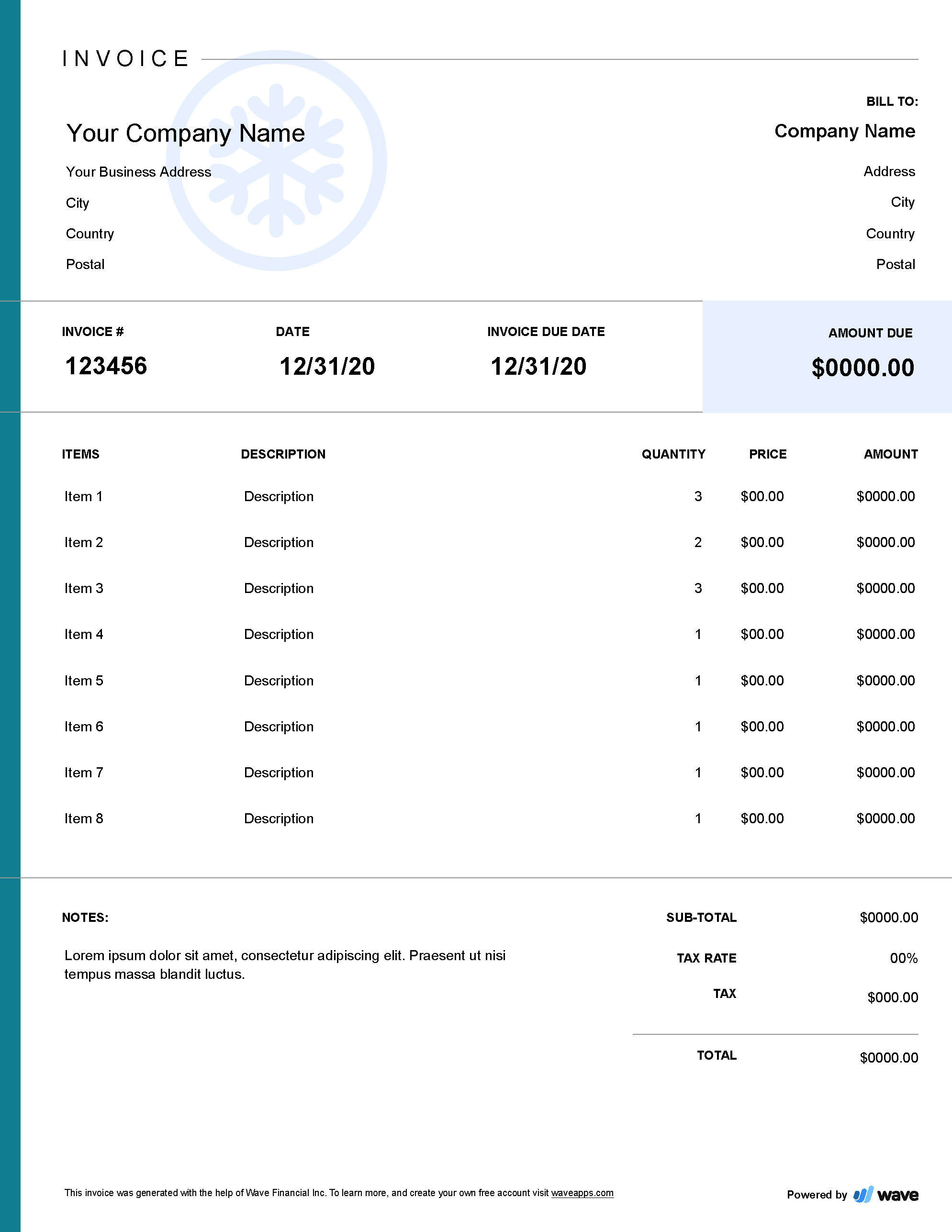 Snow Removal Invoice Template - Free Download
