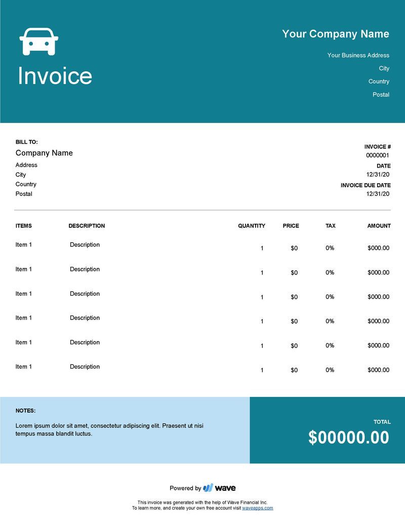 Auto Repair Invoice Template - Wave Financial auto-repair-invoice-template-wave-financial