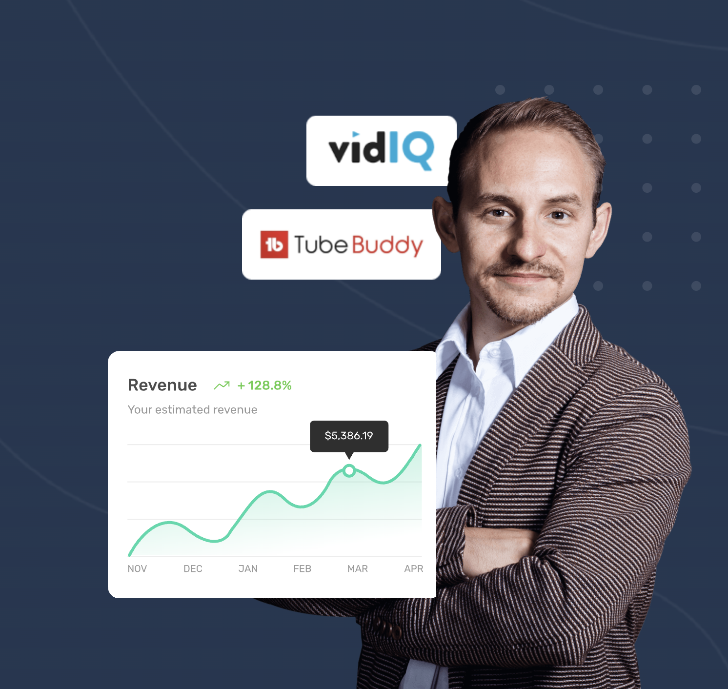 Aleks Netsivka, running campaigns in vidIQ and TubeBuddy, revenue up 128.8%