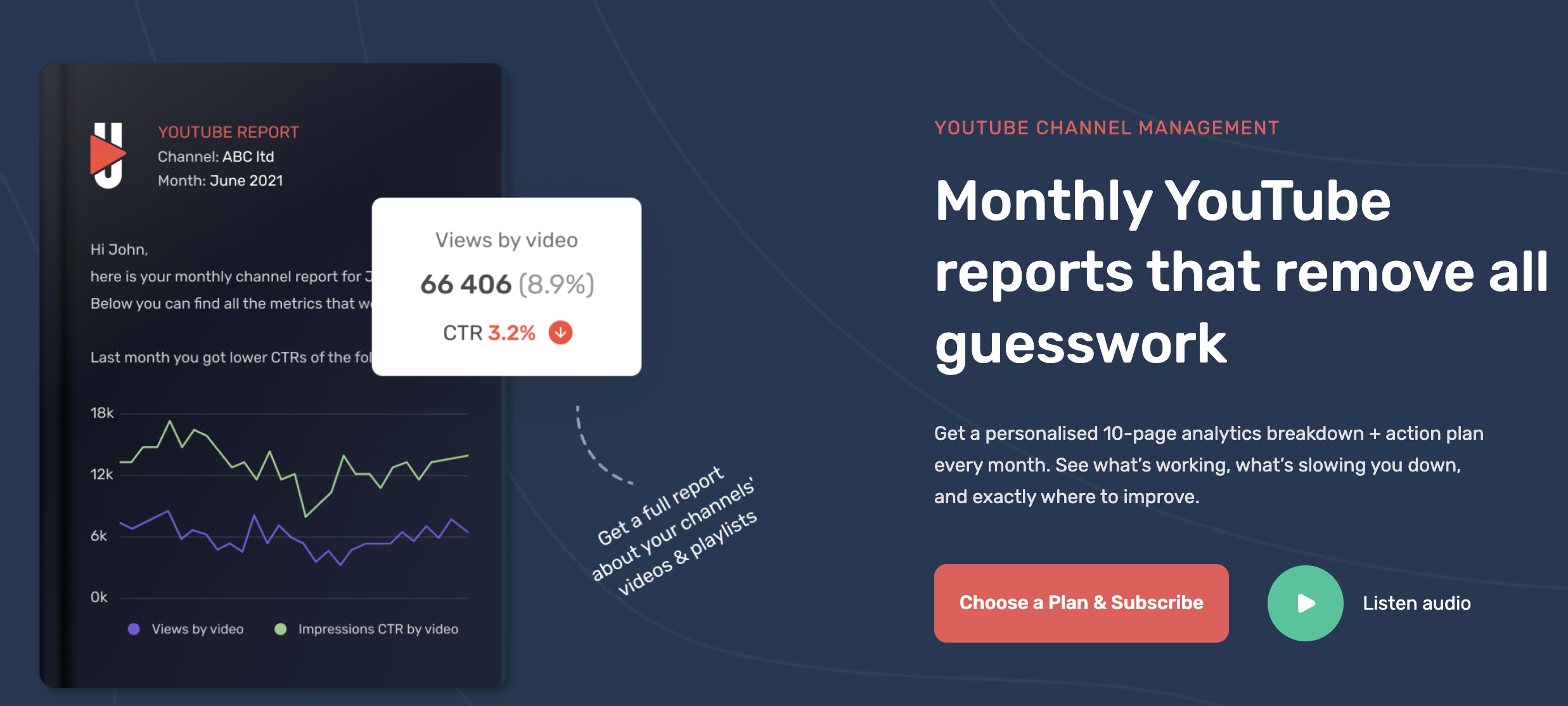 Sample monthly YouTube performance report