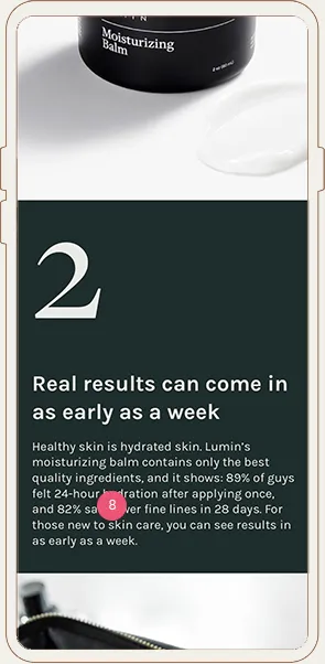 Lumin Skincare Mobile Landing Page