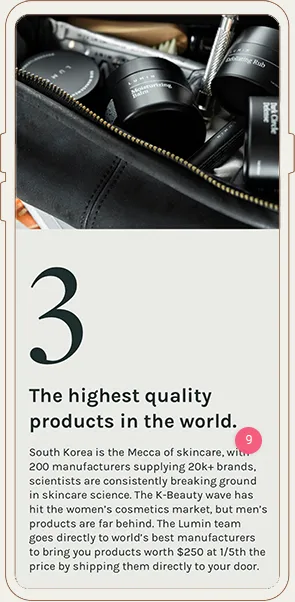 Lumin Skincare Mobile Landing Page