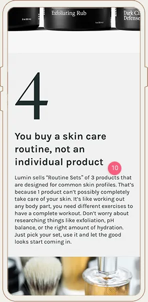 Lumin Skincare Mobile Landing Page