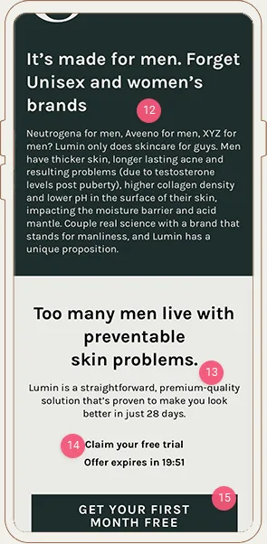 Lumin Skincare Mobile Landing Page