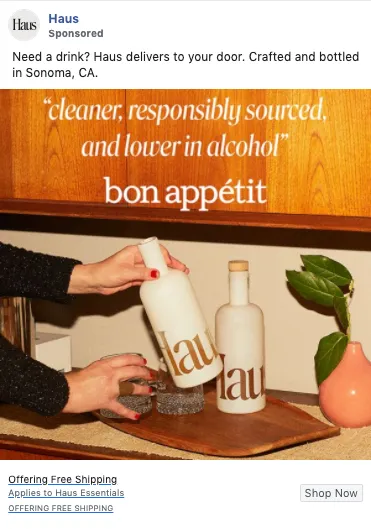Haus' Facebook Ad