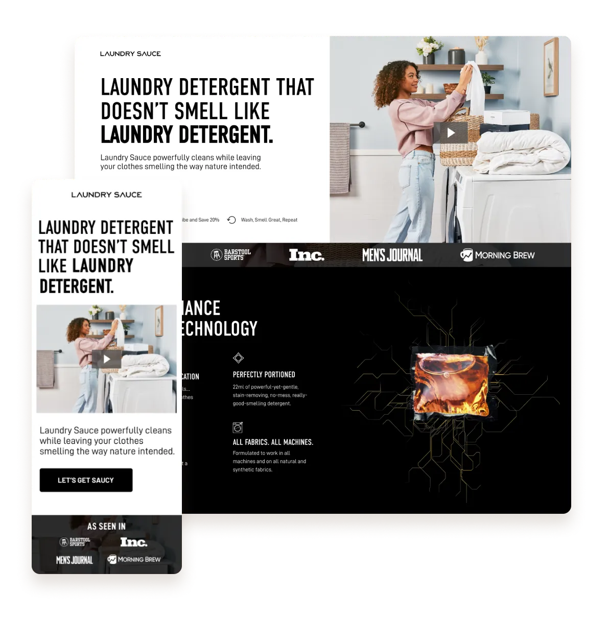 Hero landing page for Laundry Sauce