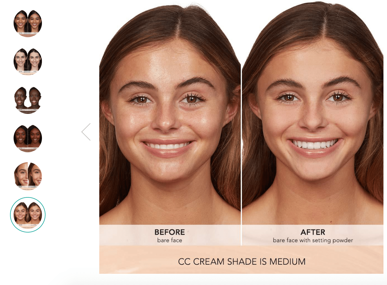 Thrive Causemetics showing makeup results across multiple skin tones