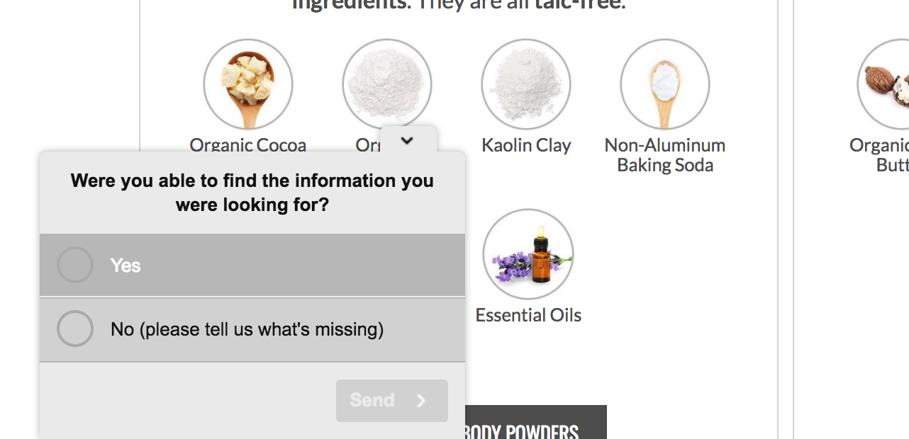 Website poll example in Hotjar