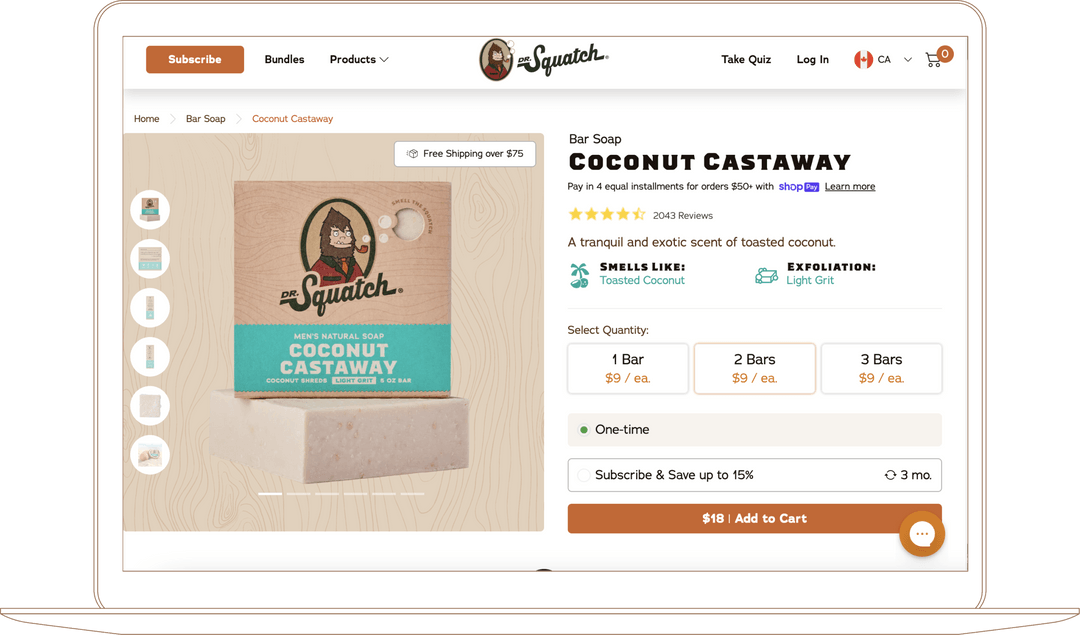 Adding quantities to Dr. Squatch's product pages