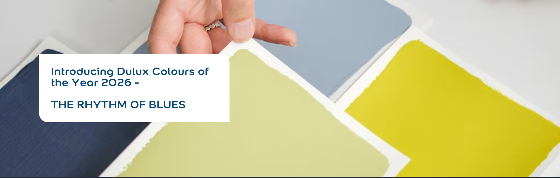 Website design in Manchester with the text introducing Dulux Colours of the Year 2026 - THE RHYTHM OF BLUES.
