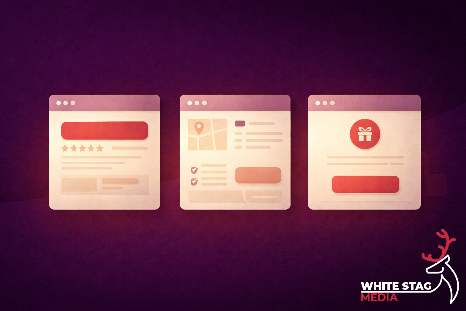 Website clarity checklist cards showing headline, supporting line and primary call to action