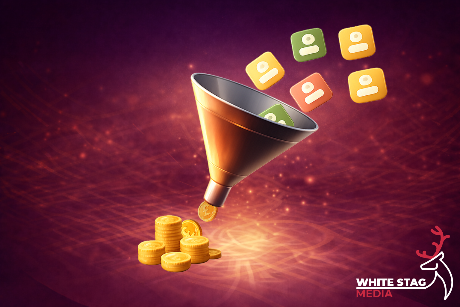 White Stag Media blog header showing laptop, interface elements and bold web design graphics