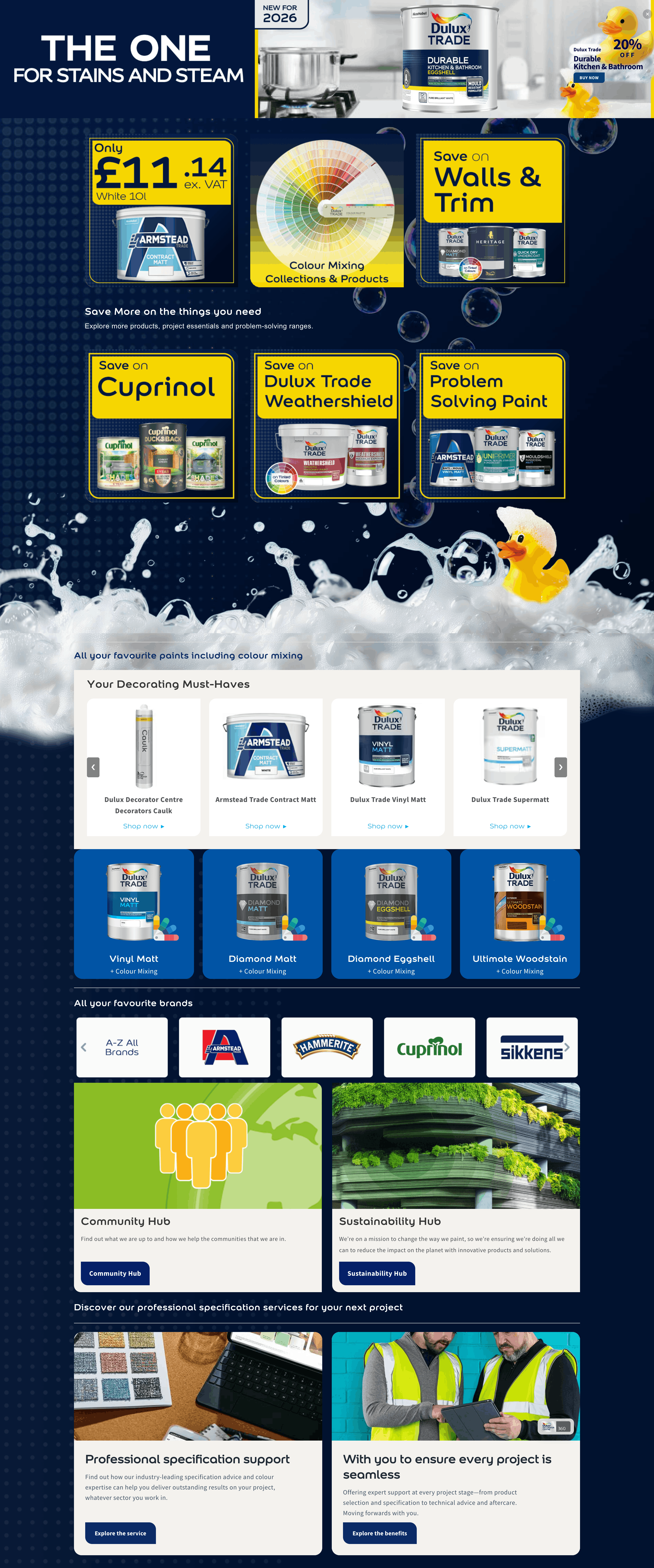 Dulux Decorator Centre homepage takeover for Dulux Trade Durable Kitchen and Bathroom