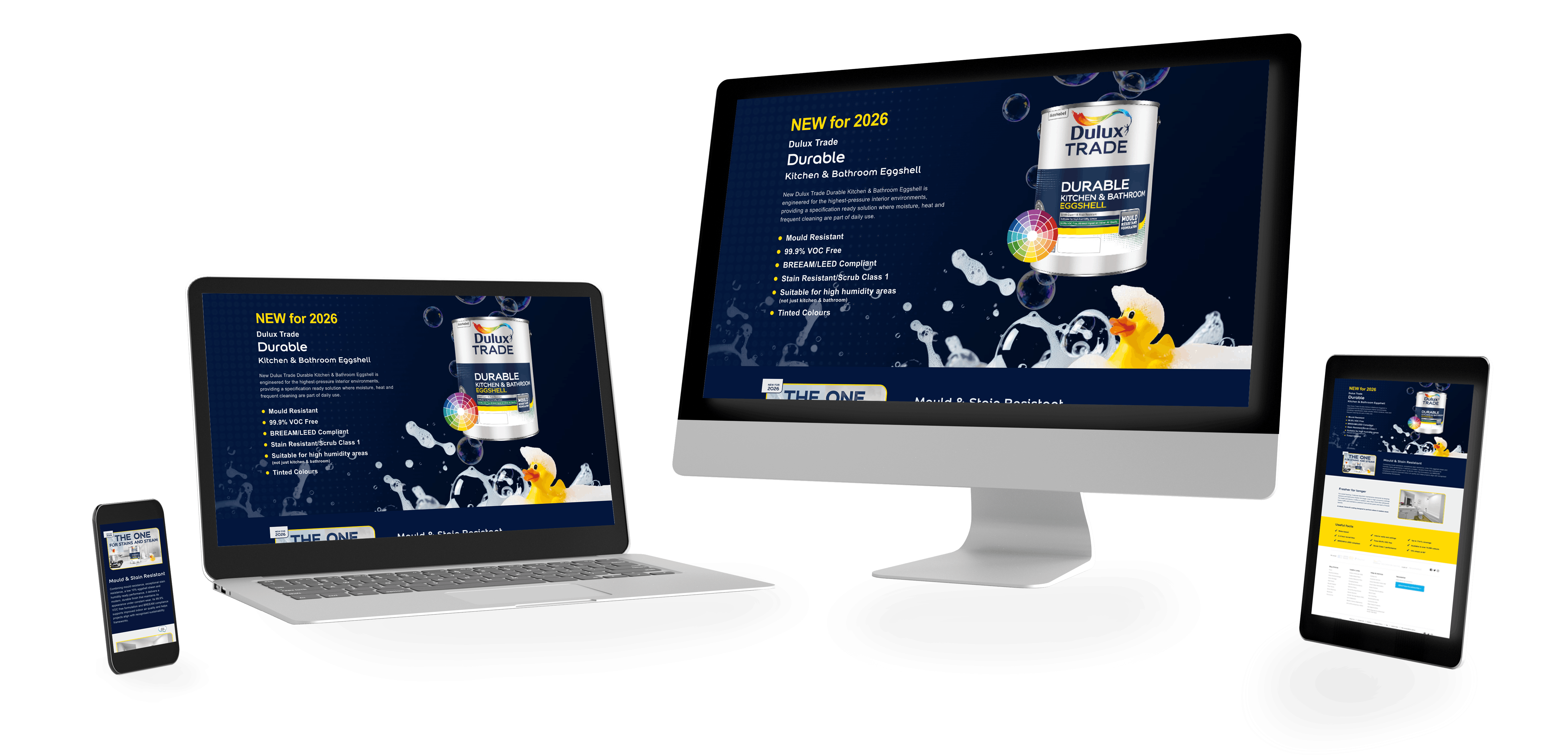 Specifier landing page for Dulux Trade Durable Kitchen and Bathroom campaign