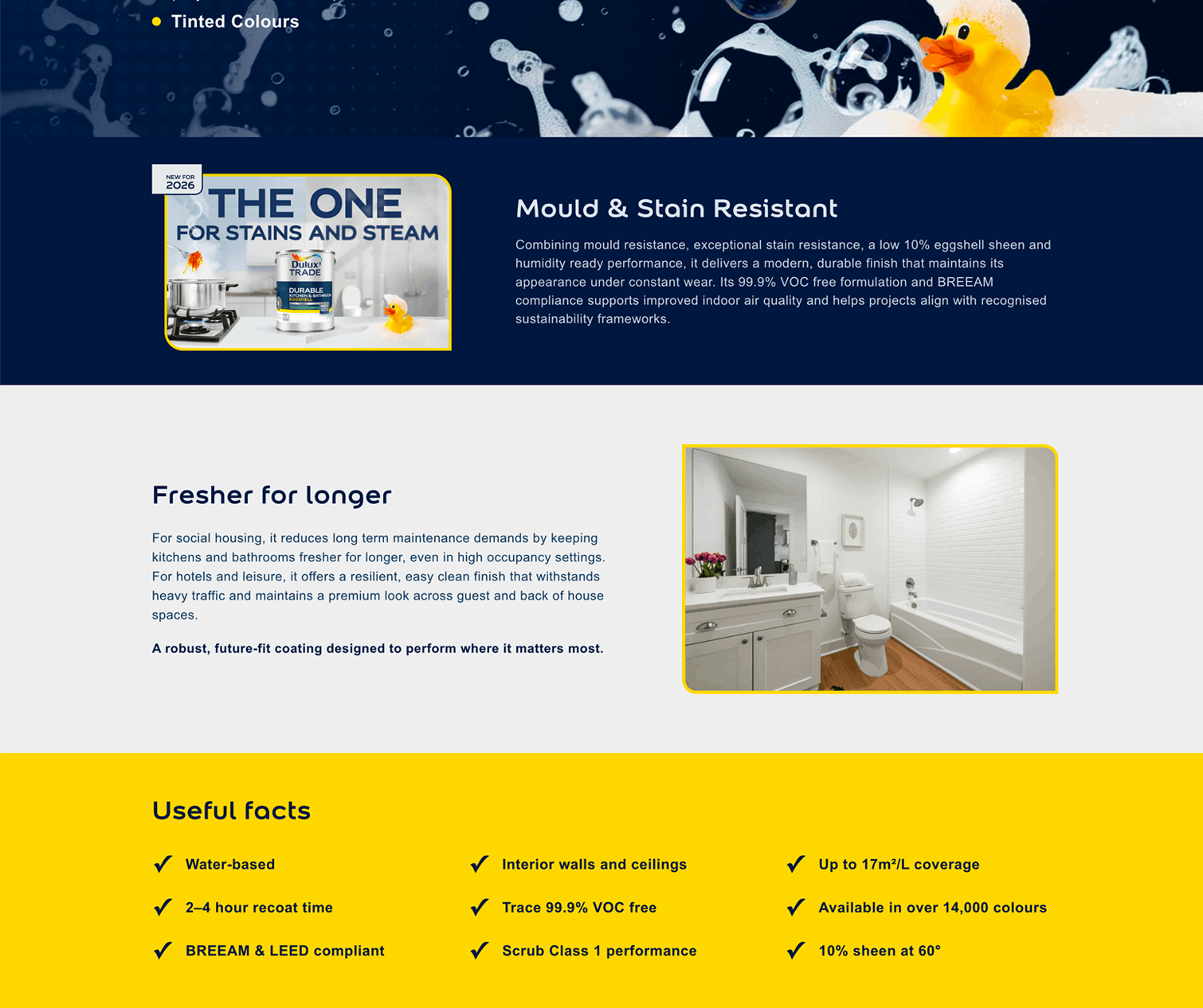 Specifier landing page for the Dulux Trade Durable Kitchen and Bathroom campaign