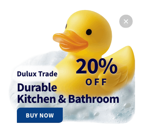 Sticky duck widget linking through to the Dulux Trade Durable Kitchen and Bathroom product page