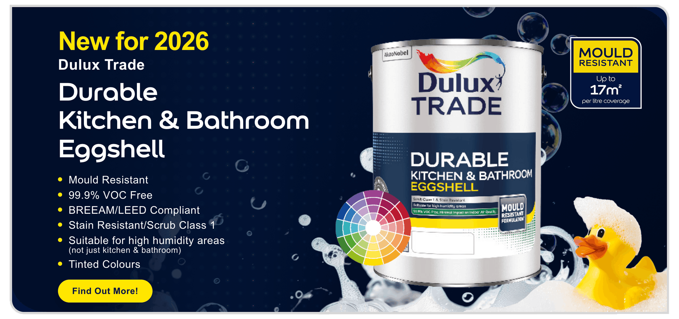 Promotional banner for the Dulux Trade Durable Kitchen and Bathroom specifiers page