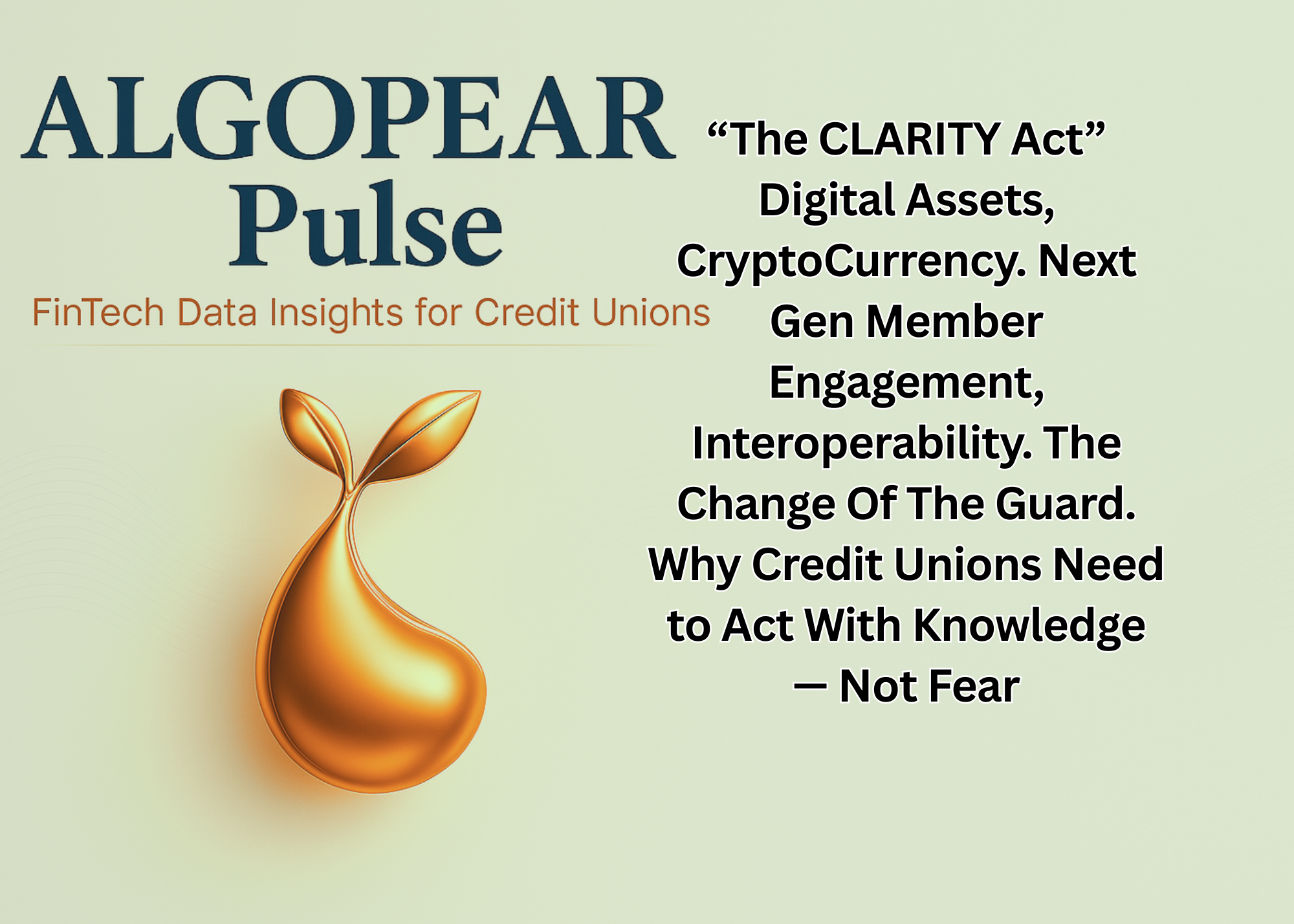 “The CLARITY Act” Digital Assets, CryptoCurrency. Next Gen Member Engagement, Interoperability. The Change Of The Guard. Why Credit Unions Need to Act With Knowledge — Not Fear