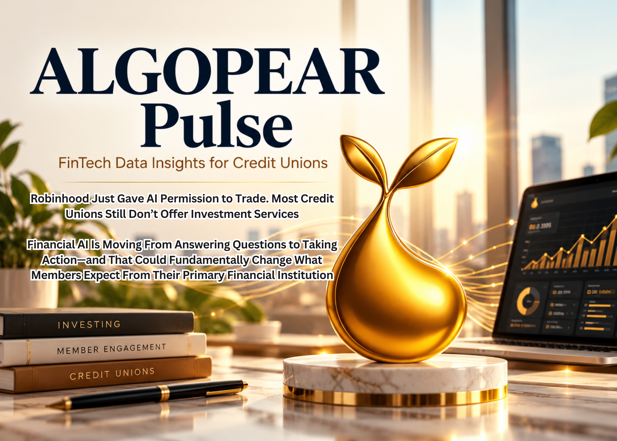 AlgoPear Logo with image symbol and title about credit unions adopting direct investing