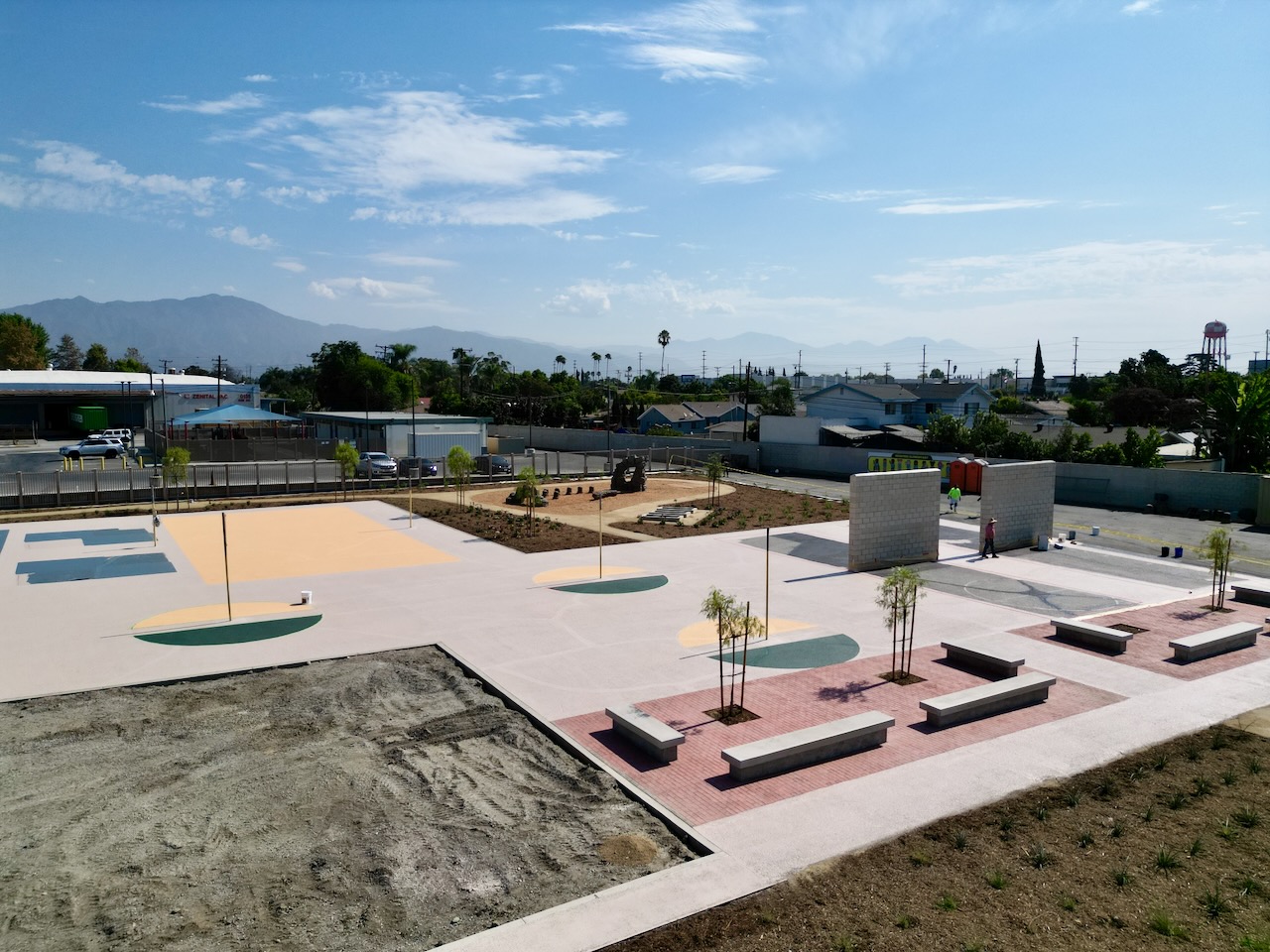 Aerial view of a playground.