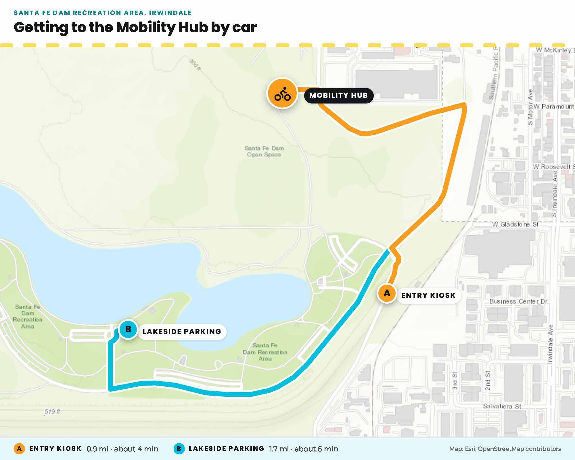 Map of getting to the mobility hub by car