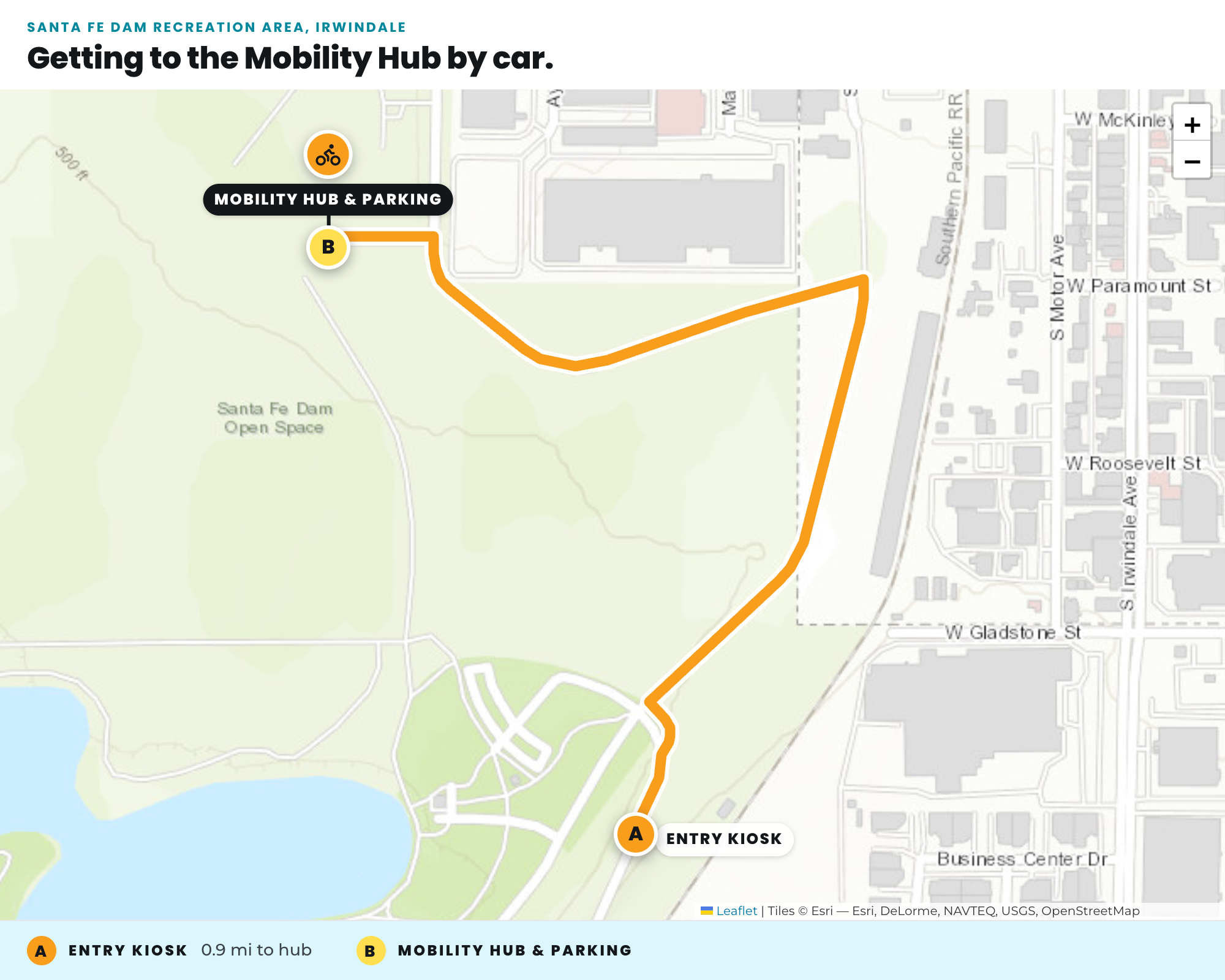 Getting to the Santa Fe Dam Mobility Hub by Car