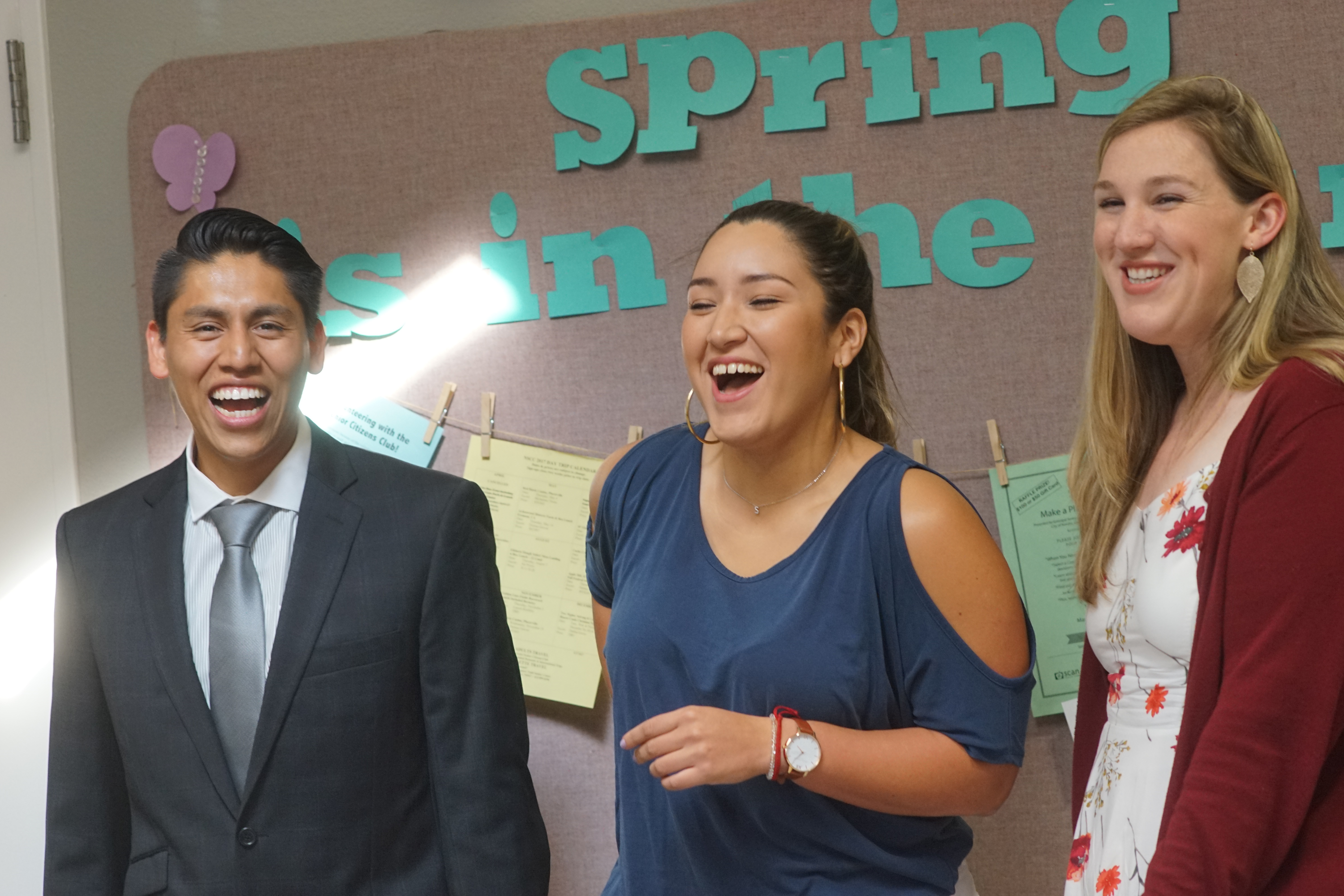 student mentors laughing