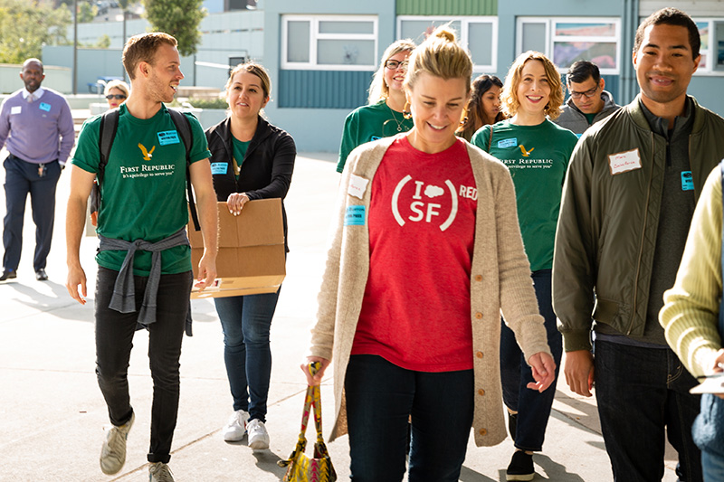 employers supporting students at an event