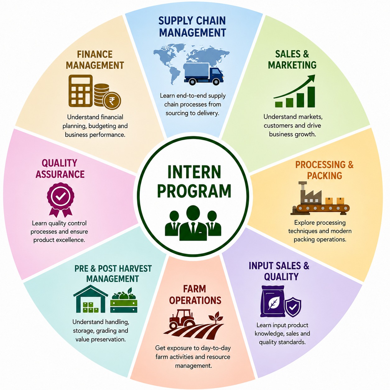 Intern program learning areas