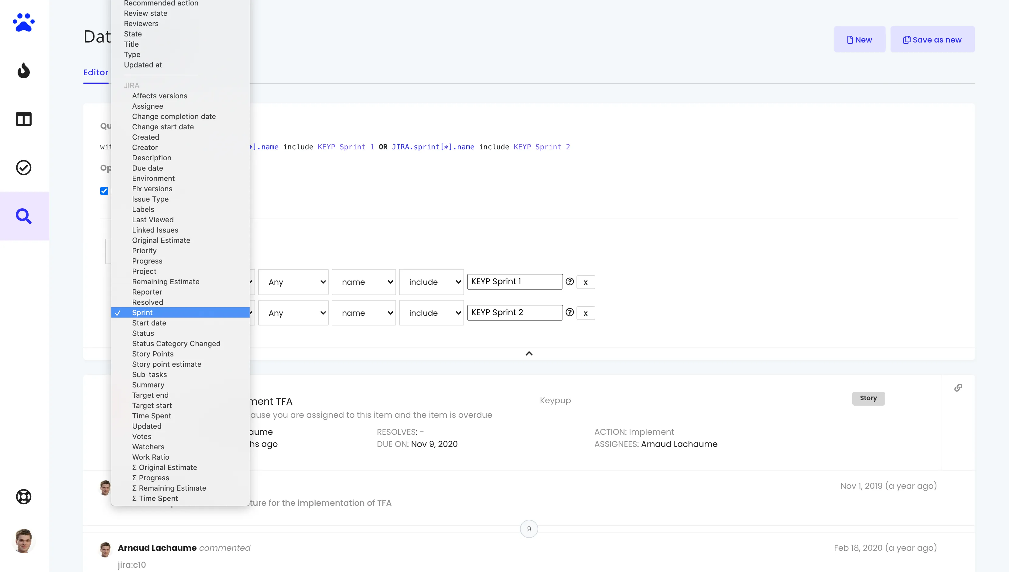 Jira custom fields reports in Keypup 1.0