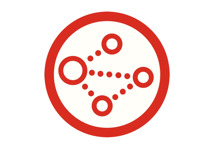This is a red image showing connecting data points