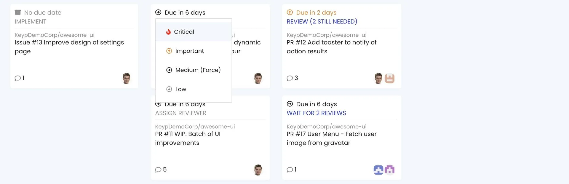 Manual priority assignments in Keypup 1.0